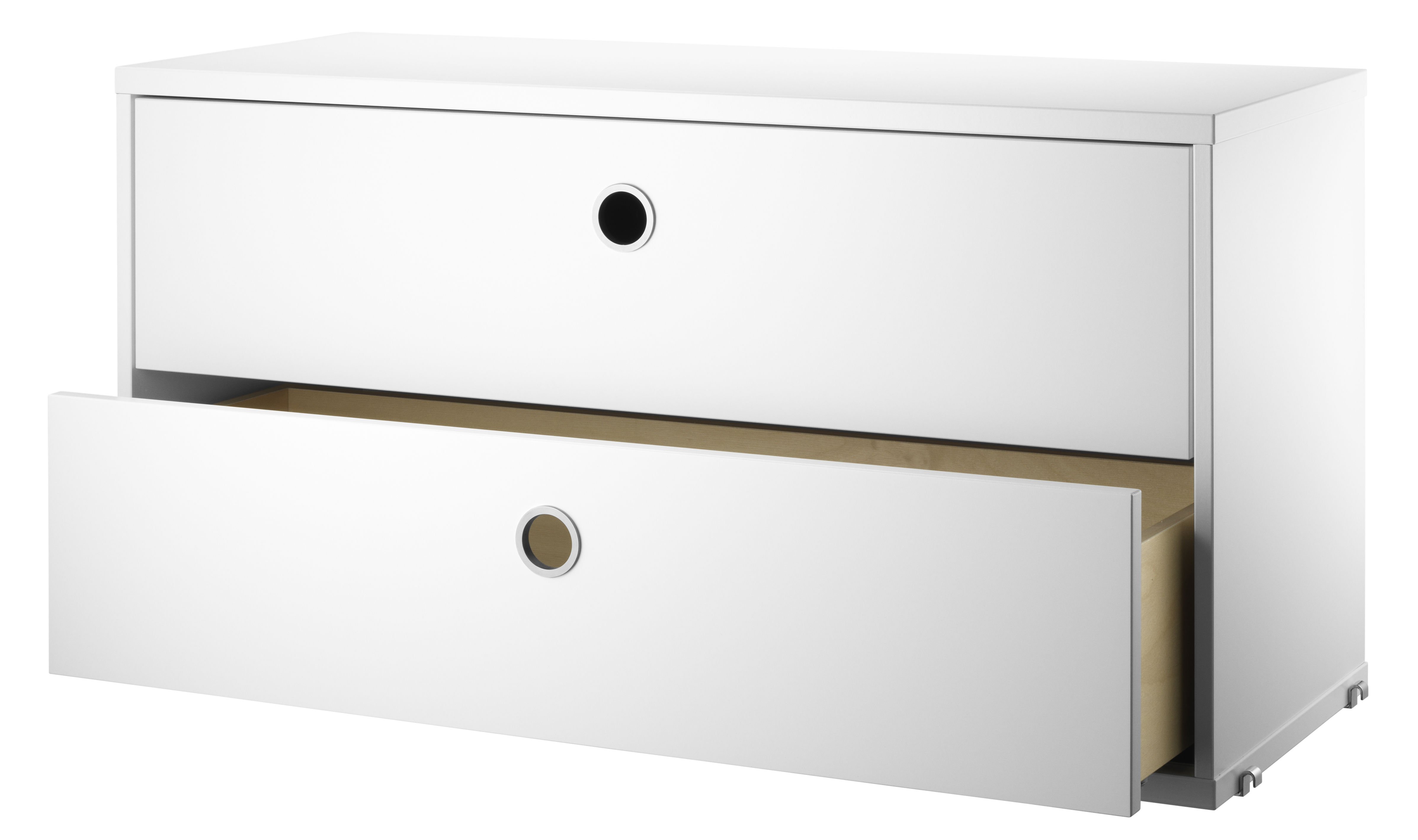 Caisson String® System bois blanc / 2 tiroirs - L 78 x P 30 cm - String  Furniture