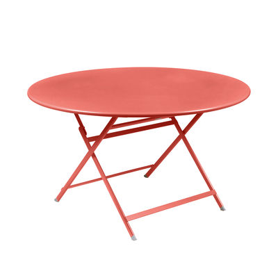 Outdoor - Garden Tables - Caractère Foldable table - / Ø 128 cm / 7 people by Fermob - Orangey-red - Painted steel