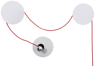 Luminaire - Appliques - Applique avec prise Spotlight / Modulable - La Corbeille - Gris clair / Câble rouge - Métal laqué