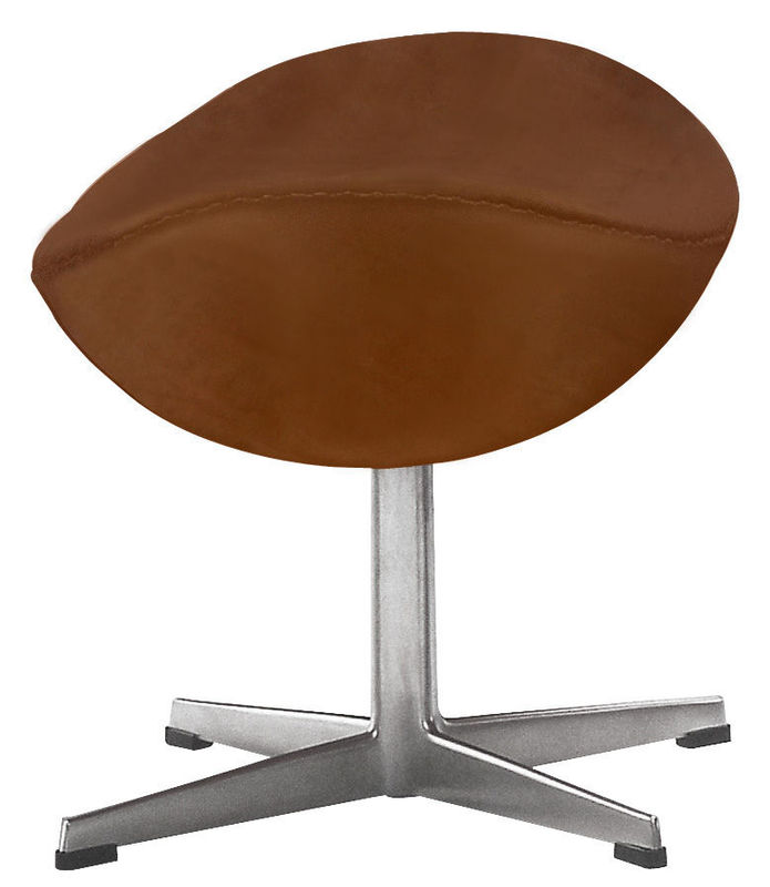 Furniture - Poufs & Floor Cushions - Egg Footrest metal leather brown Leather version - Fritz Hansen - Brown leather - Foam, Leather, Polished aluminium, Resin