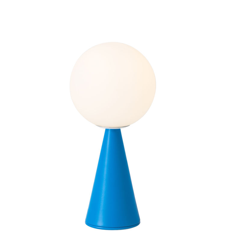 Luminaire - Lampes de table - Lampe de table Bilia Mini métal verre bleu / H 26 cm - By Gio Ponti (1932) - Fontana Arte - Bleu - Métal, Verre soufflé satiné