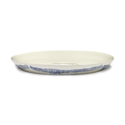 Tavola - Vassoi e piatti da portata - Piatto da portata Feast - Small / Ø 35 x H 4 cm di Serax - Tratti / Bianco & blu - Gres smaltato