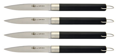 Tableware - Cutlery - Café BRAS Table knife - By André Bras - Set of 4 by Forge de Laguiole - Handle : black vegetable fiber - Natural composite fiber, Stainless steel