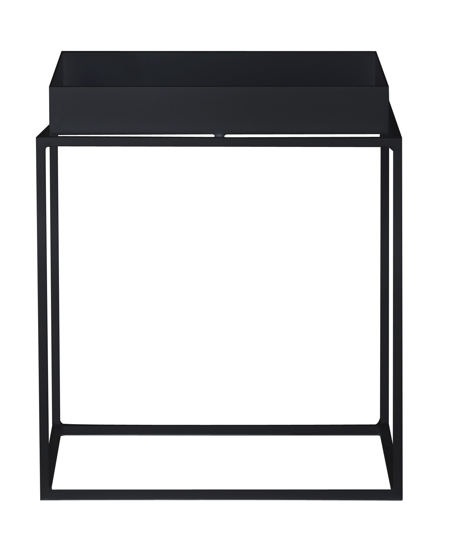 Black metal side store table square