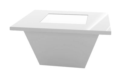 Arredamento - Tavolini  - Tavolino Bench - /Superficie in vetro - Versione laccata di Slide - Bianco laccato - Polietilene riciclabile laccato, Vetro