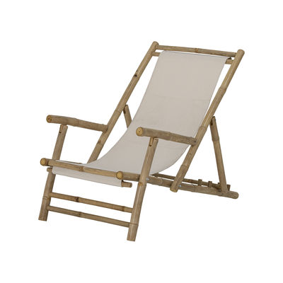 Bloomingville - Chaise longue pliable inclinable Korfu en Bois, Coton - Couleur Beige - 60 x 94.35 x