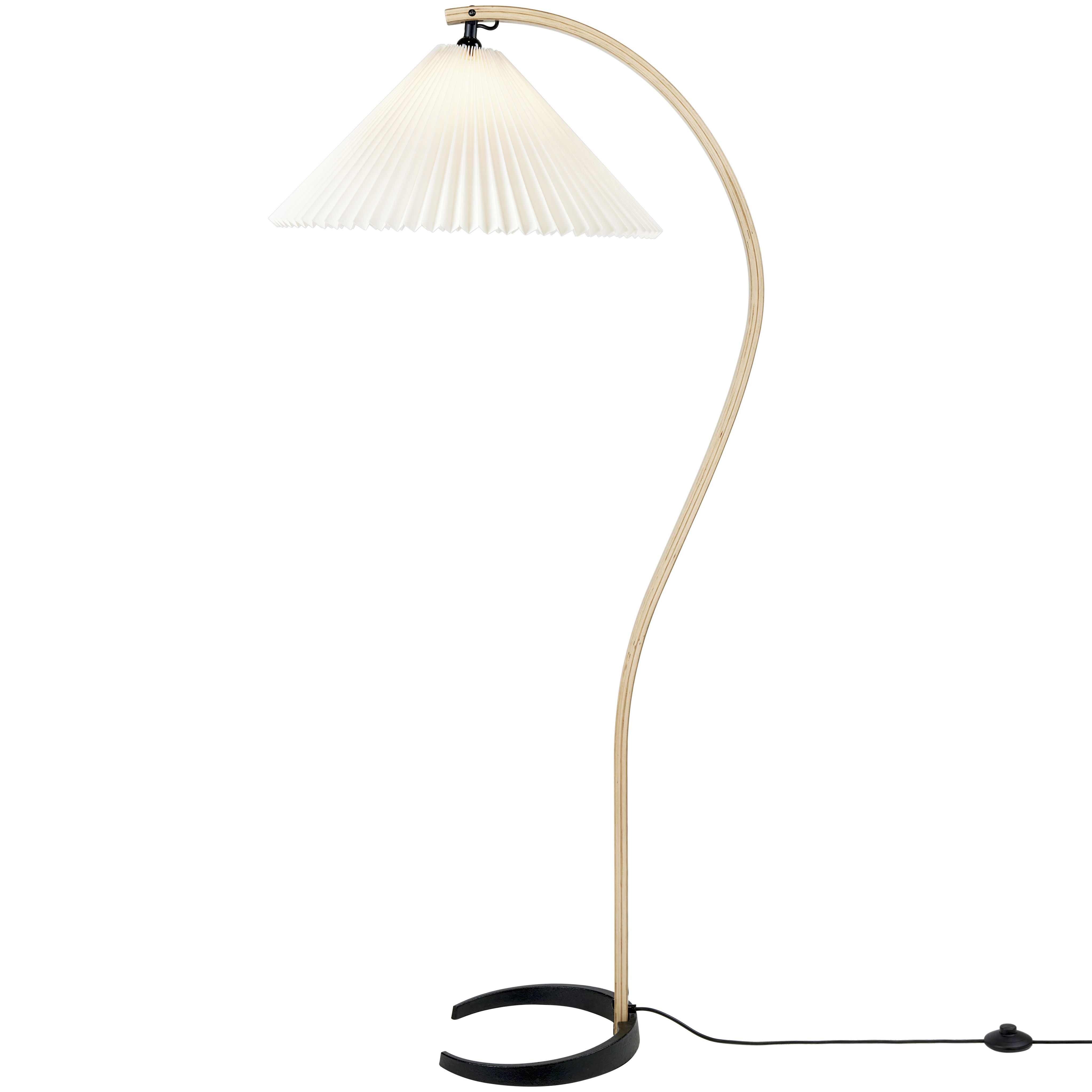 Lampe de bureau scandinave blanche avec bois courbé E27