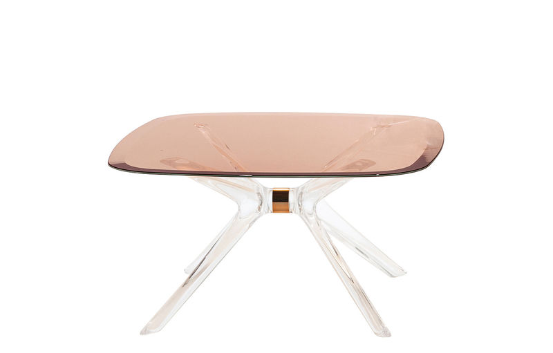 Furniture - Coffee Tables - Blast Coffee table glass plastic material pink transparent / Glass - 80 x 80 cm - Kartell - Pink / Transparent - Aluminium, Cristal, Thermoplastic technopolymer
