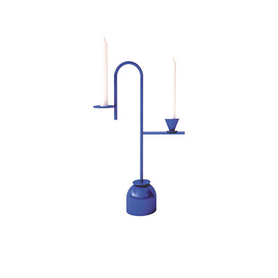 Dekoration - Kerzen, Kerzenleuchter und Windlichter - Blue Small Kerzenleuchter / L 26 x H 43 cm - Metall - Cappellini - H 43 cm / Indigoblau - Metall