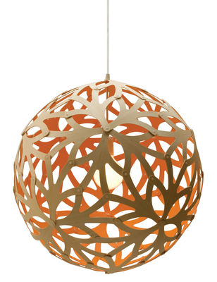 Lighting - Pendant Lighting - Floral Pendant - Ø 60 cm - Bicoloured by David Trubridge - Orange / Natural wood - Bamboo