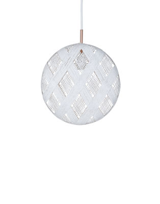 Lighting - Pendant Lighting - Chanpen Diamond Pendant - Ø  26 cm by Forestier - White / Diamond patterns - Woven acaba