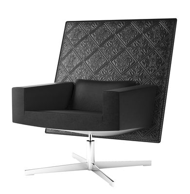 Arredamento - Poltrone design  - Poltrona girevole Jackson Chair - / Cuoio ricamato di Moooi - Cuoio / Nero - Acciaio lucidato, Espanso, Pelle