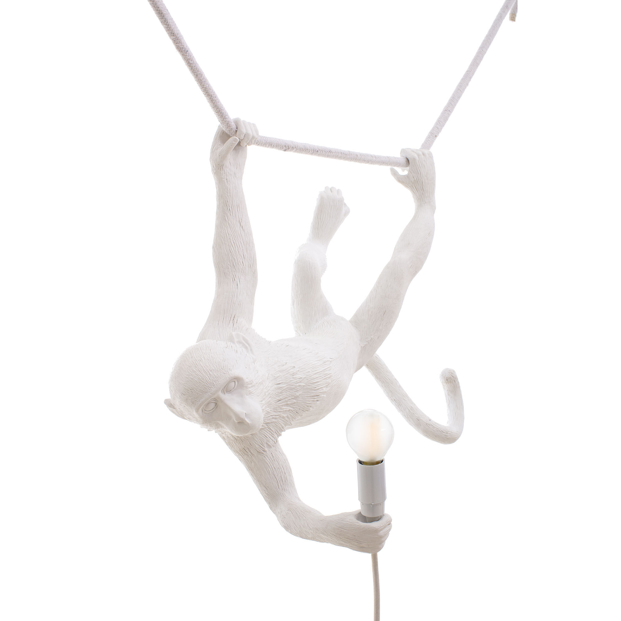 Seletti Monkey Lamp lampada a forma di scimmia bianca seduta