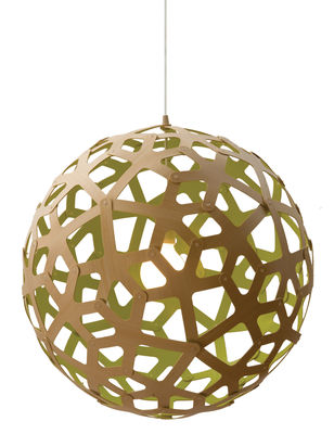 Lighting - Pendant Lighting - Coral Pendant - / Ø 60 cm - Bicoloured by David Trubridge - Lime green / Natural wood - Pine