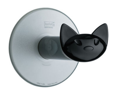 Accessories - Bathroom Accessories - Miaou Toilet paper dispenser - Suction cup mounting by Koziol - Transparent anthracite / Black handle - Plastic