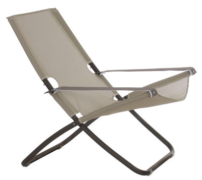 Emu - Chaise longue pliable inclinable Snooze en Tissu, Acier - Couleur Marron - 75 x 136 x 105 cm -