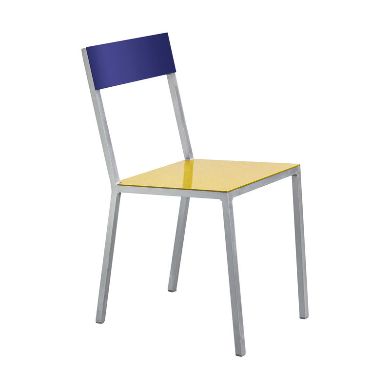 Arredamento - Sedie  - Sedia Alu Chair metallo multicolore / Alluminio - valerie objects - Seduta gialla / Schienale blu caramella - Alluminio