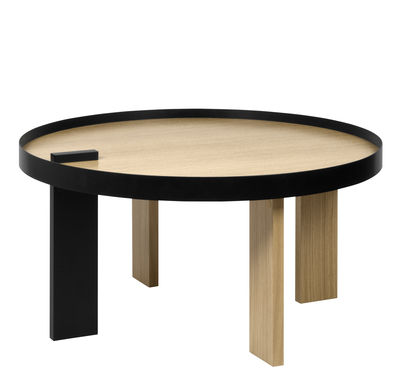 Mobilier - Tables basses - Table basse Tokyo / Bois & Métal - Ø 80 x H 42 cm - POP UP HOME - Chêne & Noir - Métal laqué, Panneaux alvéolaires
