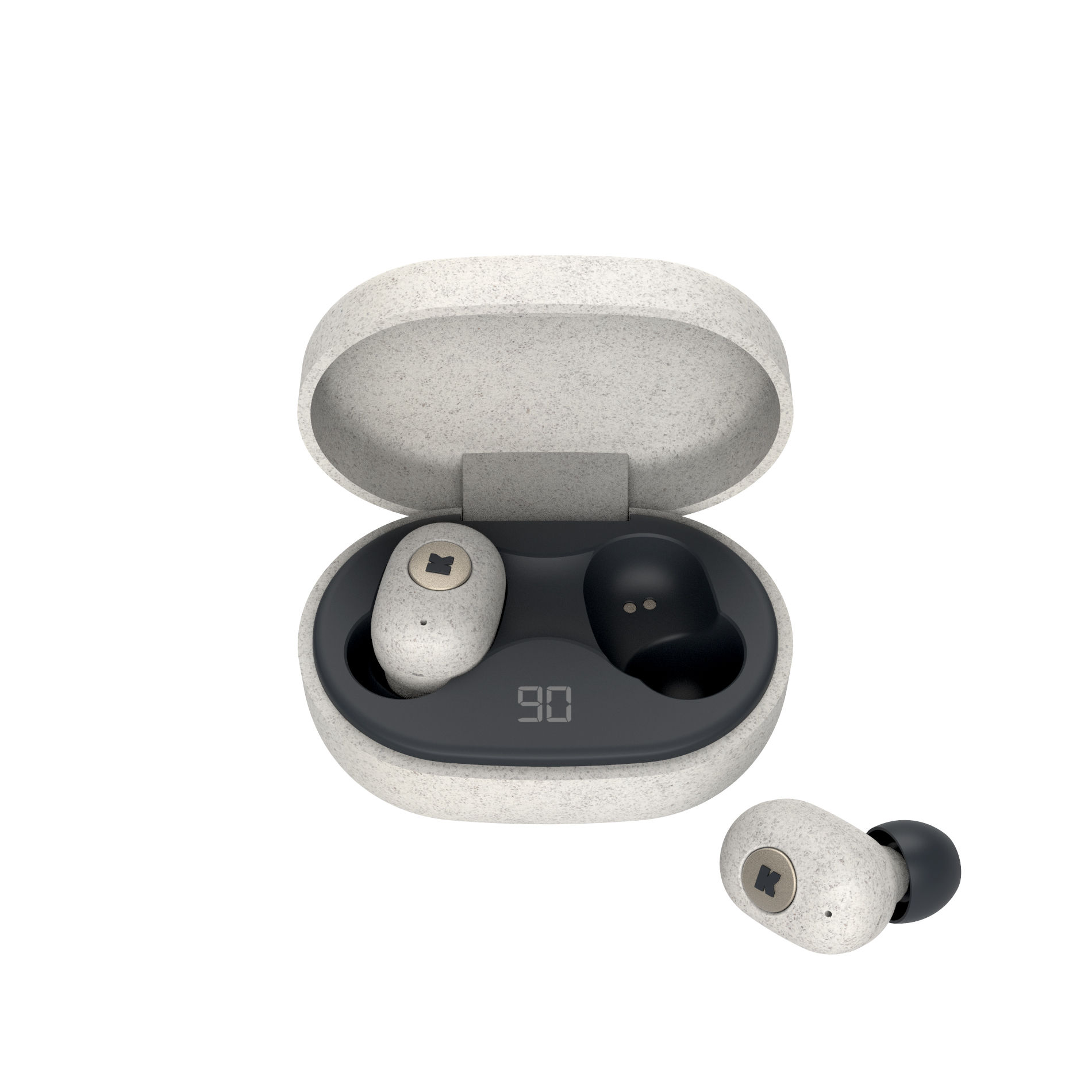 Ecouteurs Bluetooth sans fil aBEAN CARE / Sans fil - Avec boîtier de charge sans fil à induction - Kreafunk gris en matière plastique