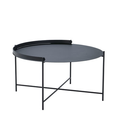 Arredamento - Tavolini  - Tavolino Edge - / Manico pieghevole - Ø 76 x H 40 cm di Houe - Nero - Metallo termolaccato