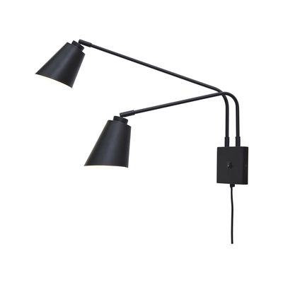 Lighting - Wall Lights - Bremen Wall light with plug - / 2 adjustable arms - l 135 cm by It's about Romi - Black - Steel