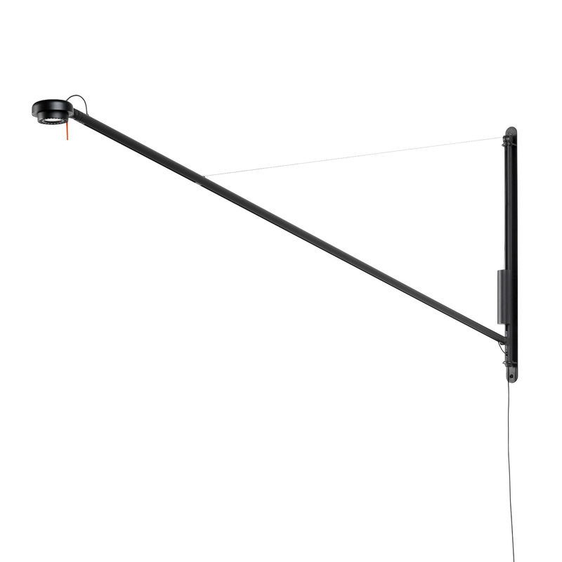 Lighting - Wall Lights - Fifty-Fifty Wall light with plug metal black / LED - Swivel arm / L 187 cm - Hay - Black - Aluminium, Steel