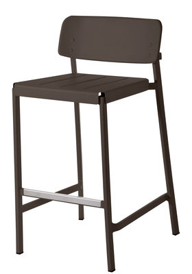 Mobilier - Tabourets de bar - Chaise de bar Shine / H 75 cm - Métal - Emu - Marron d'inde - Aluminium verni