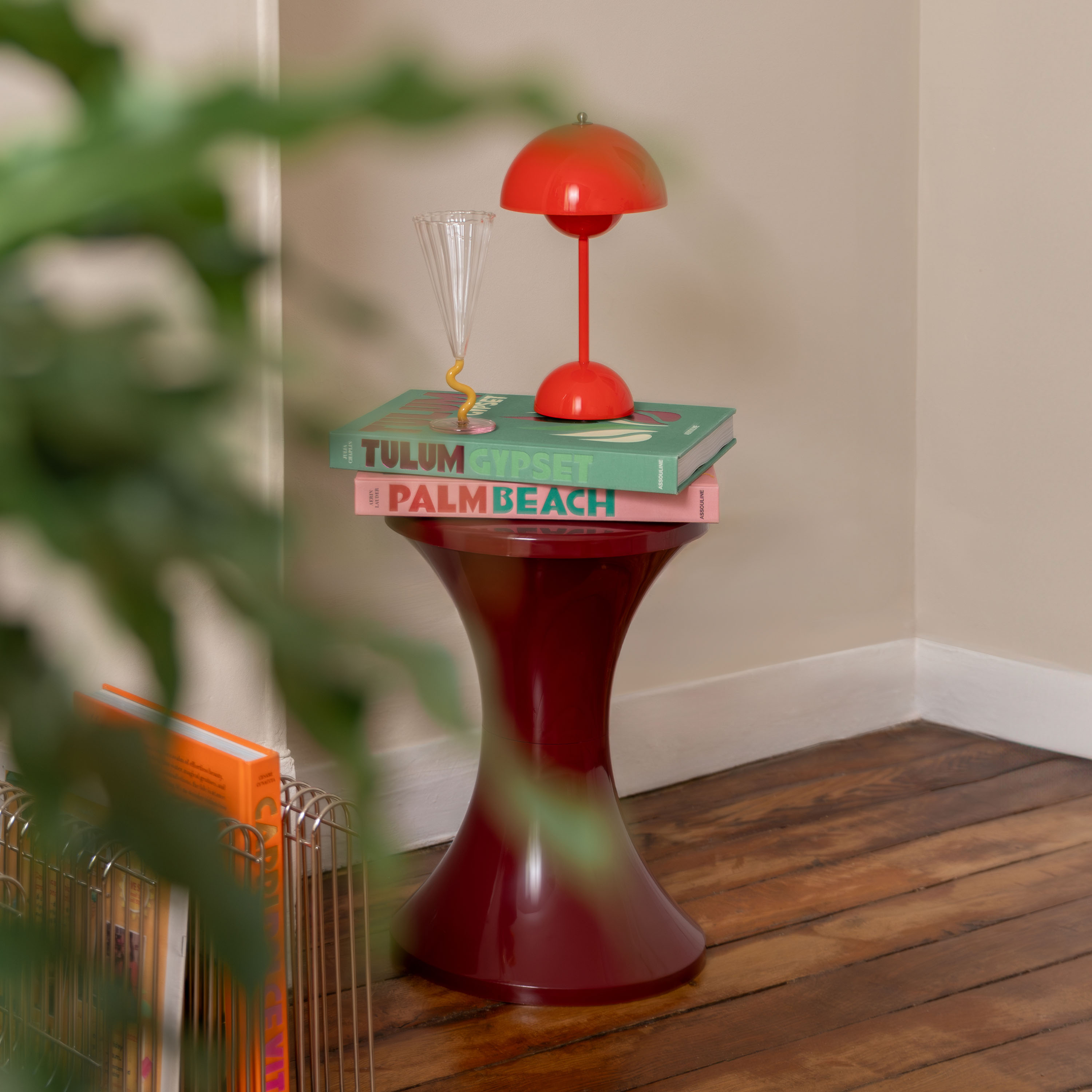 Tabouret tam tam bordeaux