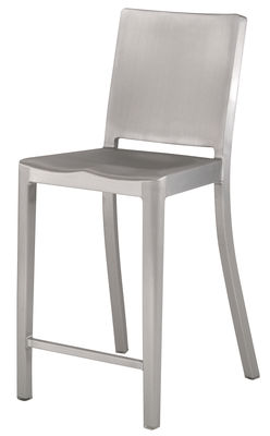 Furniture - Bar Stools - Hudson Outdoor Bar chair - H 61 cm - Metal by Emeco - Brushed aluminium - Recycled brushed aluminium