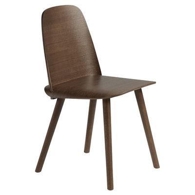 Mobilier - Chaises, fauteuils de salle à manger - Chaise Nerd / Bois - Muuto - Bois foncé - Chêne massif teinté, Contreplaqué de chêne teinté