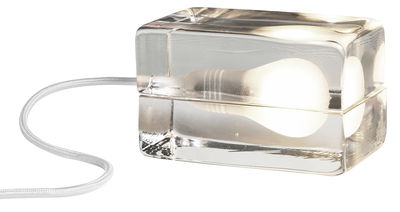 Illuminazione - Lampade da tavolo - Lampada da tavolo Block Lamp di Design House Stockholm - Trasparente / Cordone bianco - Vetro