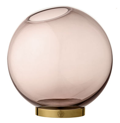 Interni - Vasi - Vaso Globe Large - / Ø 21 cm - Vetro & ottone di AYTM - Rose / Rose doré - Alluminio, vetro soffiato