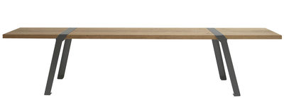 Möbel - Bänke - Pi Bank / L 160 cm - für innen und außen - Moaroom - Bronzefarben - bemalter Stahl, massive Eiche