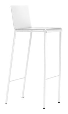 Möbel - Barhocker - Bianco Hochstuhl - Farbe matt - monochrom - Zeus - Sitz  opalweiß - Stuhlbeine weiß - Sitzhöhe 80 cm - Acrylharz, Stahl