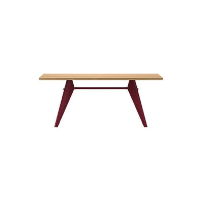 Furniture - Dining Tables - EM Table Rectangular table - / 180 x 90 cm - By Jean Prouvé, 1950 by Vitra - Natural oak / Japanese red base - Epoxy lacquered steel, Oiled solid oak