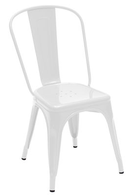 Mobilier - Chaises, fauteuils de salle à manger - Chaise empilable A / Acier - Couleur brillante - Tolix - Blanc (brillant) - Acier recyclé laqué