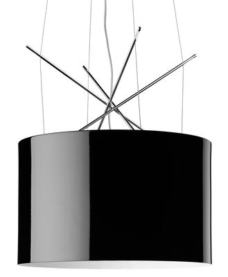 Illuminazione - Lampadari - Sospensione Ray S di Flos - Metallo nero - Acciaio cromato, Alluminio laccato