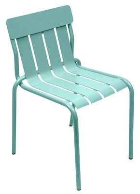 Furniture - Chairs - Stripe Stacking chair - By Matali Crasset by Fermob - Blue Lagoon - Aluminium