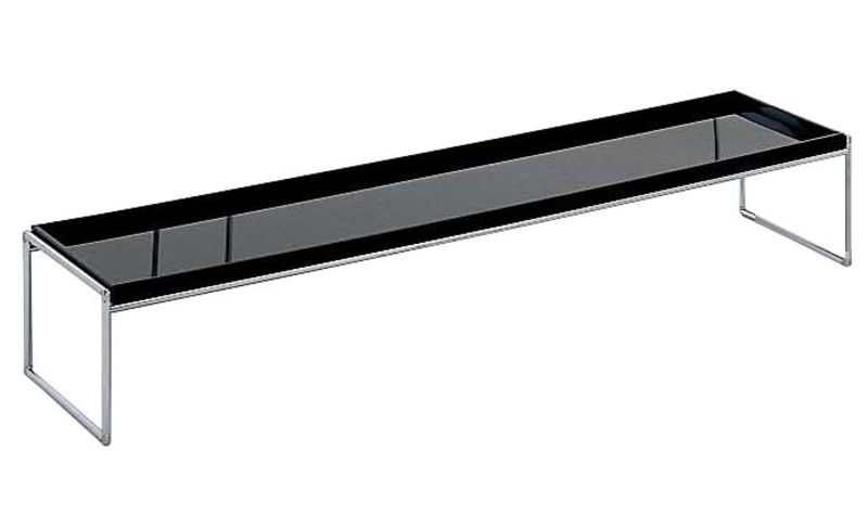 Mobilier - Tables basses - Table basse Trays plastique noir / rectangulaire - 140 x 40 cm - Kartell - Noir - Acier chromé
