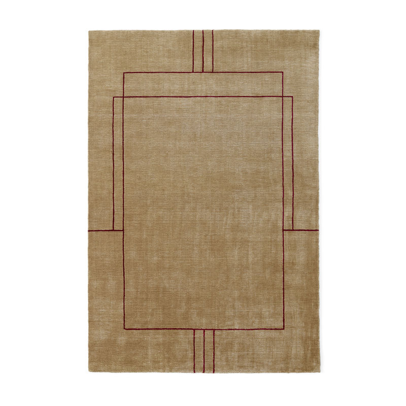 Interni - Tappeti - Tappeto Cruise AP12 tessuto marrone beige / 200 x 300 cm - Tessuto a mano - &tradition - Marrone dorato / Linee rosse - Lana, Seta di bambù, Viscosa