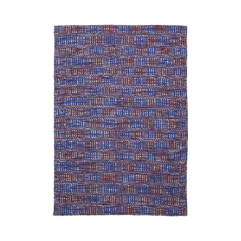 Dekoration - Teppiche - Teppich Radio textil rot / 140 x 200 cm - Handgewebt - Hay - Rot & Blau - Baumwolle, Wolle