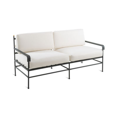 Furniture - Sofas - Toscana 2 seater sofa - / L 161 cm - iron & fabric by Unopiu - Graphite grey / Latte white cushions - Acrylic fabric, Foam, Galvanised steel, Powder-coated stainless steel