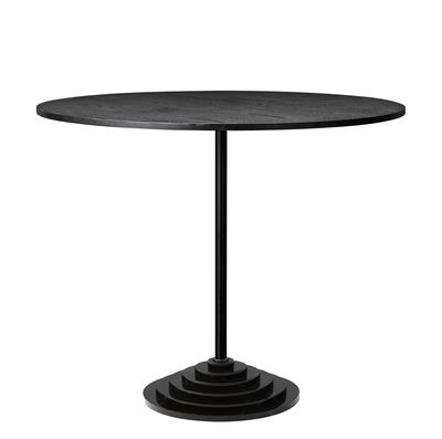 Furniture - Dining Tables - Solus Round table - / Ø 90 cm - Marble base by AYTM - Ø 90 cm / Black - Lacquered iron, Lacquered plywood, Marble