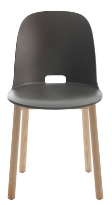 Mobilier - Chaises, fauteuils de salle à manger - Chaise Alfi / Piètements frêne - Emeco - Gris foncé - Frêne, Matériau composite recyclé