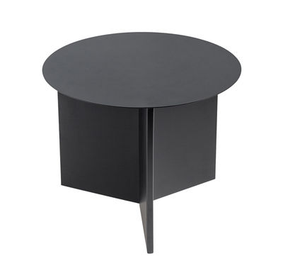 Furniture - Coffee Tables - Slit Metal End table - Ø 45 X H 35.5 cm by Hay - Black - Epoxy lacquered steel