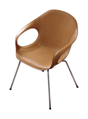Möbel - Stühle  - Elephant in Hide Gepolsterter Sessel - Kristalia - Leder beige - Leder, Polyurhethan, Schaumstoff, verchromter Stahl