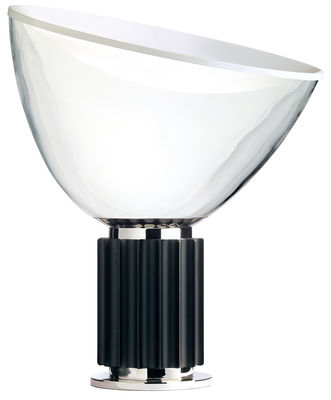 Luminaire - Lampes de table - Lampe de table Taccia LED / Diffuseur verre - H 64,5 cm - Flos - Base noire - Aluminium, Verre soufflé bouche