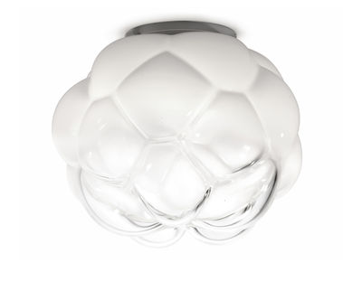 Luminaire - Plafonniers - Plafonnier Cloudy LED / Ø 26 cm - Fabbian - Ø 26 cm / Blanc & transparent - Aluminium, Verre soufflé