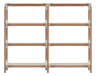 Furniture - Bookcases & Bookshelves - Steelwood Shelf - H 132 cm by Magis - White / beech - L 181 cm - Beechwood, Varnished MDF, Varnished steel