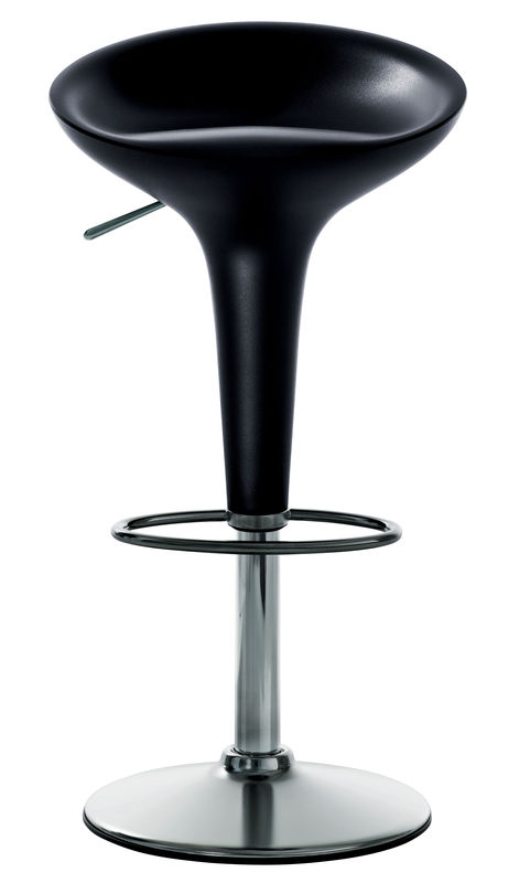 Furniture - Bar Stools - Bombo Adjustable bar stool metal plastic material grey black Pivoting - H 50 to 73 cm - Magis - Grey anthracite - ABS, Chromed steel
